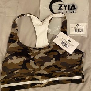 Zyia Green Camo Racer Bra